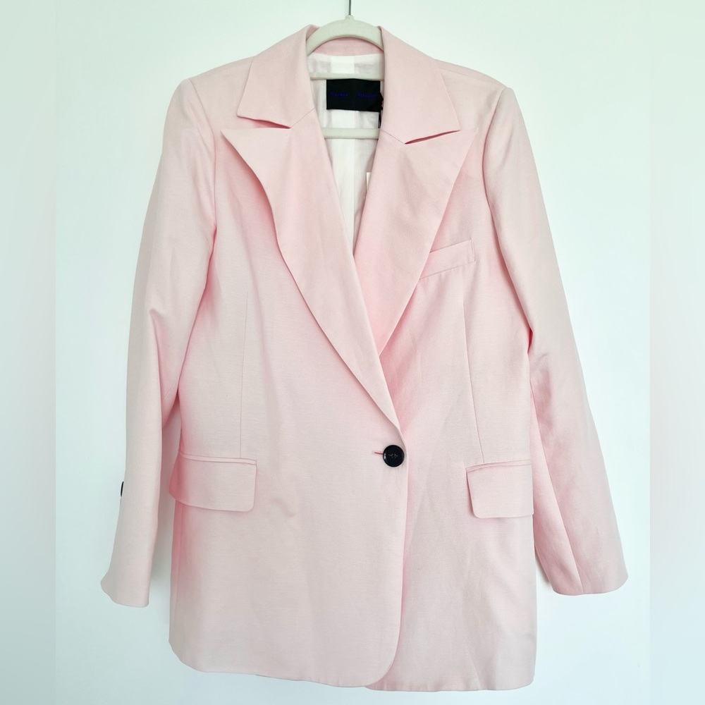 Proenza Schouler Oversized Linen-Blend Blazer in Pink